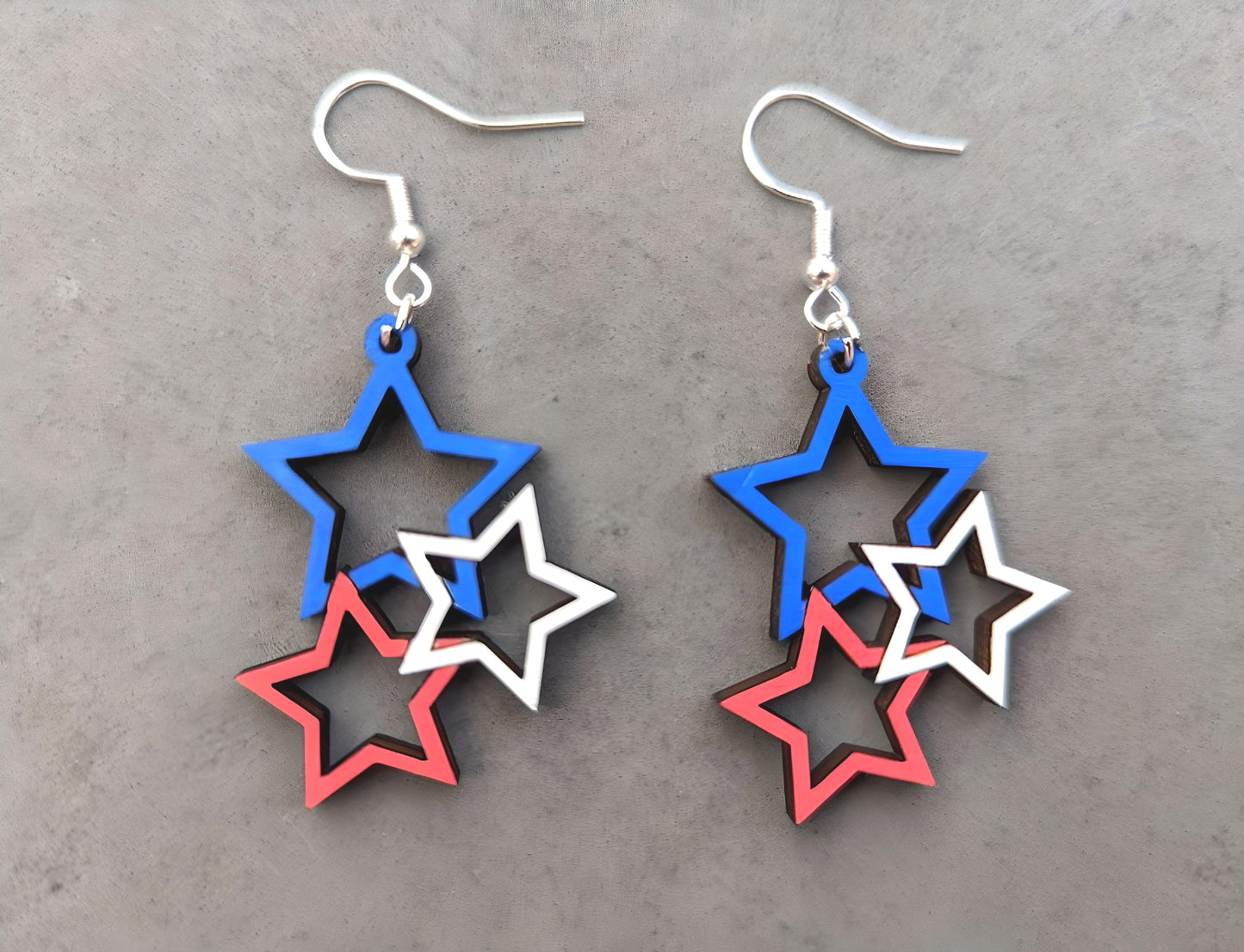 Star earring SVG digital file - Patriotic, New Year's, Party Earrings, Cut & score SVG laser cut file tested on Glowforge