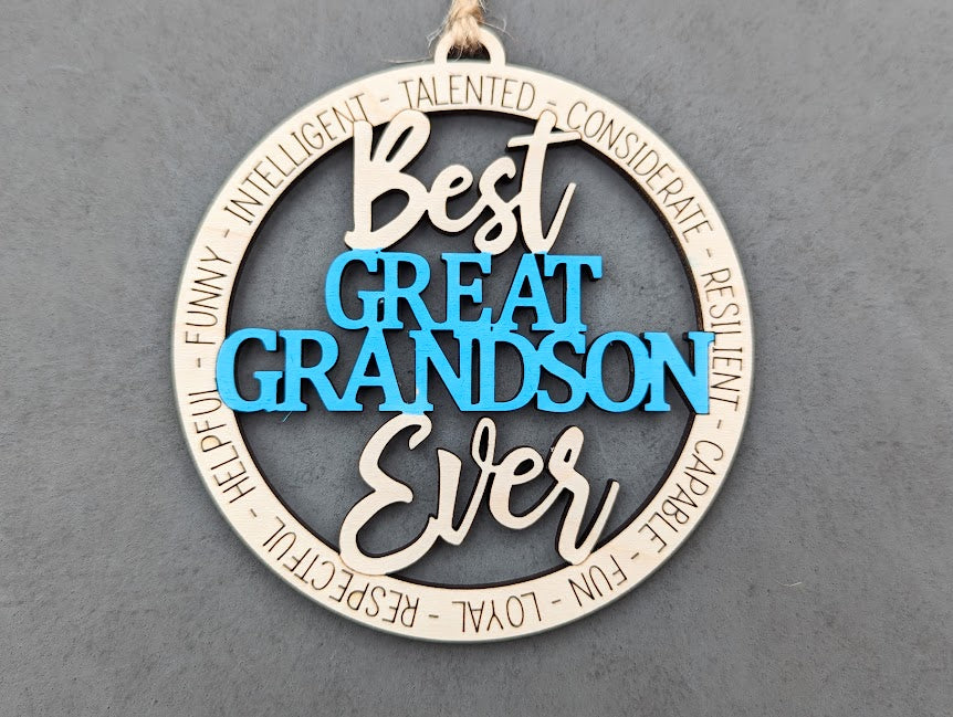 Best Great Grandson and Great Granddaughter ever ornament or car charm SVG
