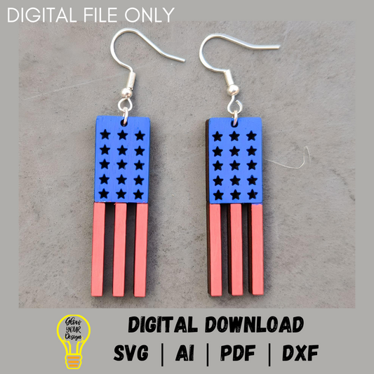 4th of July patriotic flag earring SVG digital file