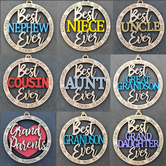 Ultimate family SVG bundle - set of 54 "best ever" files, including immediate family, extended family, stepfamily, in-laws, and Godfamily - Laser cut file bundle tested on Glowforge