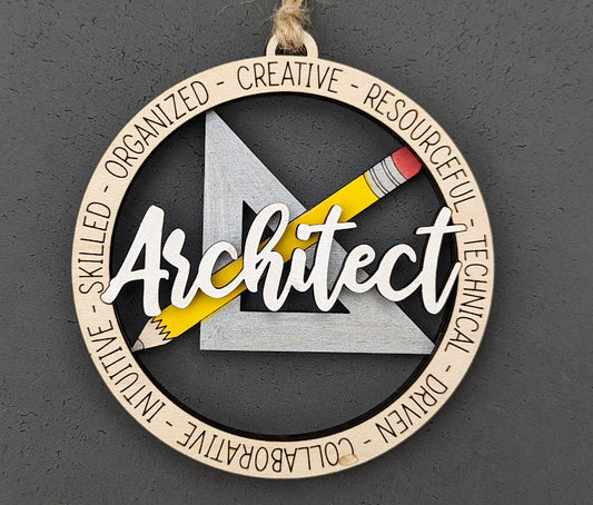Architect svg, Architect or planner ornament svg file, Car charm or ornament digital file, Cut & score Digital Download Made for Glowforge,