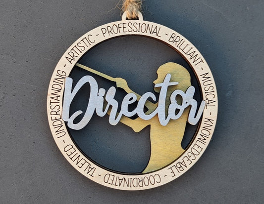 Director ornament svg, Band or orchestra director car charm digital file, Double layer cut and score digital download designed for Glowforge