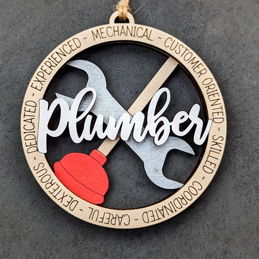 Plumber svg ornament file - Gift for Plumber Digital File - Car charm or ornament svg - Score & Cut Digital Download Made for Glowforge