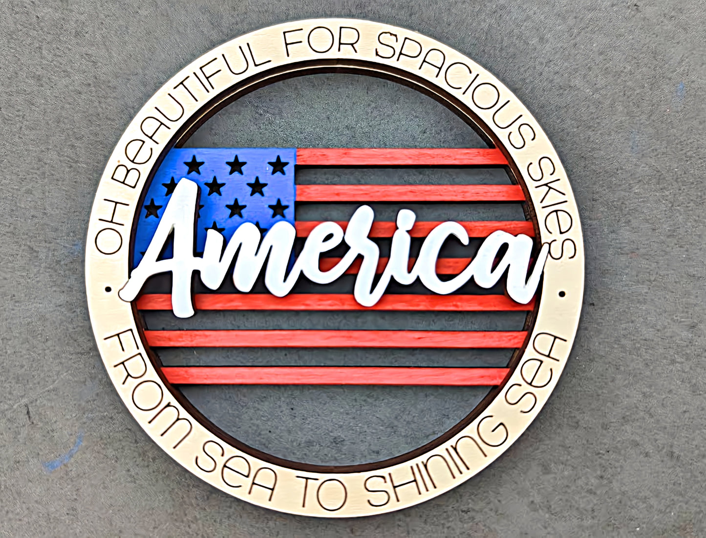 America wall hanging svg - 4th of July decor DIGITAL FILE - Ornament version included - Independence day wall hanging svg - Cut and score Digital Download designed for Glowforge