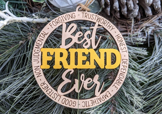 Friend ornament svg - Best Friend Ever Digital File - Gift for Best Friend - Car charm or ornament svg - Cut and Score Digital Download Designed for Glowforge