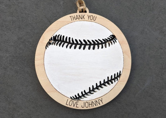 Baseball svg - Gift for Baseball Coach DIGITAL FILE -  Ornament or Car charm svg - Can be customized with name or message - Laser cut file designed for Glowforge