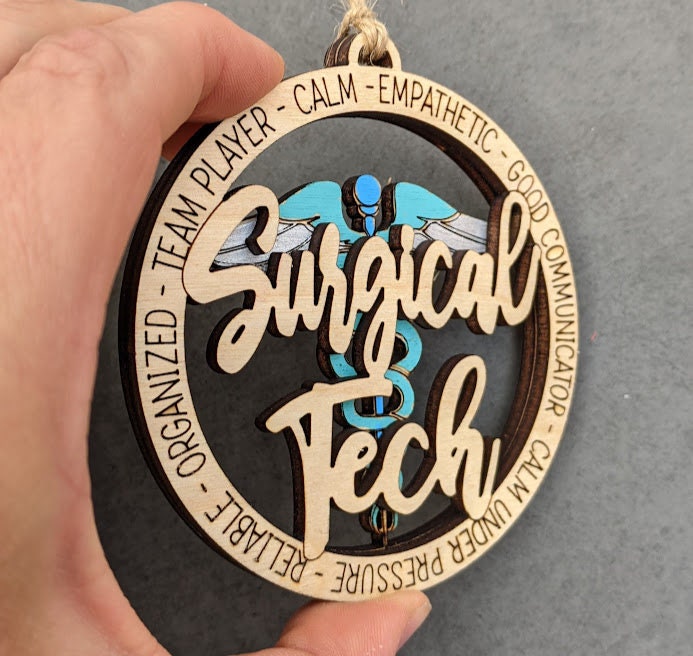 Surgical Tech svg - Ornament or car charm svg - Gift for surgical technician DIGITAL FILE - Cut and score only laser cut file designed for Glowforge