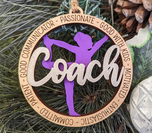 Gymnast svg -Gift for Gymnastics Coach - Ornament or Car charm DIGITAL FILE - Can be customized with name or message - Cut and score laser cut file designed for Glowforge