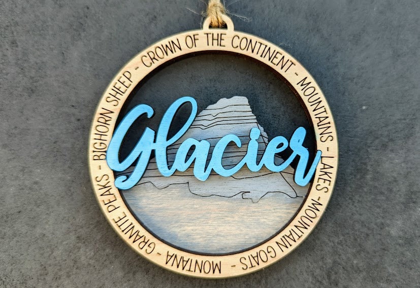Glacier svg - Glacier National Park DIGITAL DOWNLOAD - Ornament or car charm svg - Cut and score only - Laser cut file designed for Glowforge