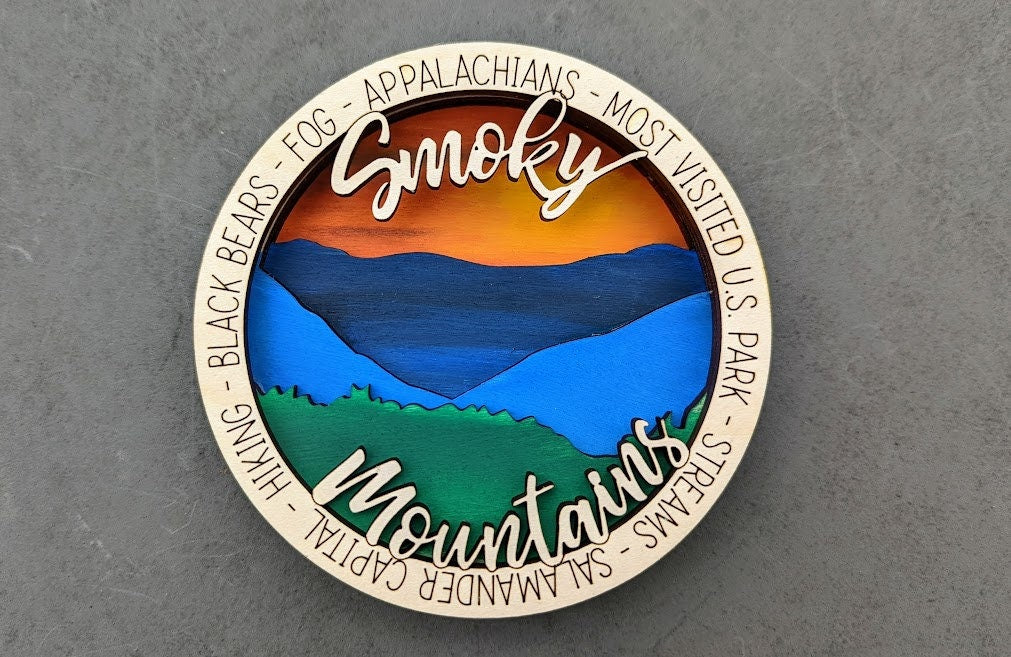 Smoky Mountains National Park svg - Wall hanging digital file - Multi layered svg designed for Glowforge