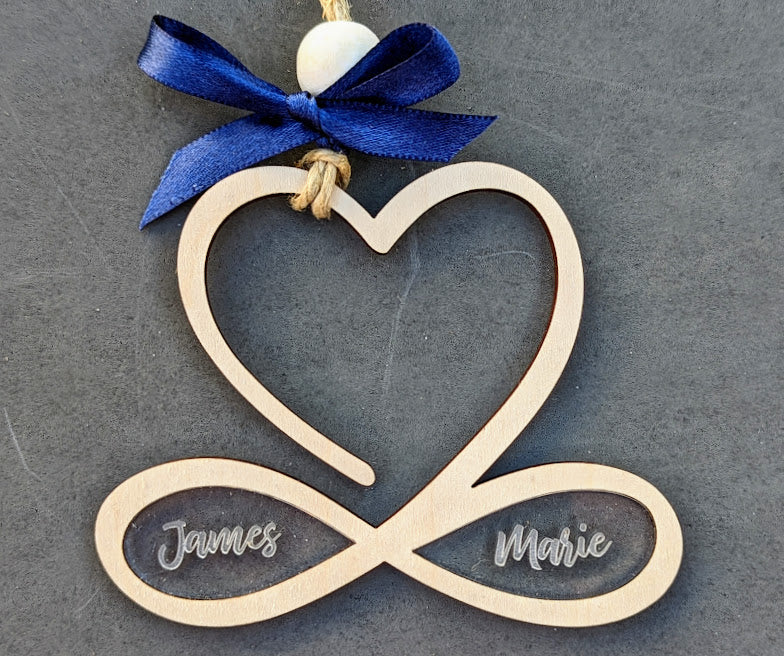 Couples svg - Personalized ornament digital file - Infinity sign - Heart Wood Acrylic laser cut file - Digital Download Designed for Glowforge