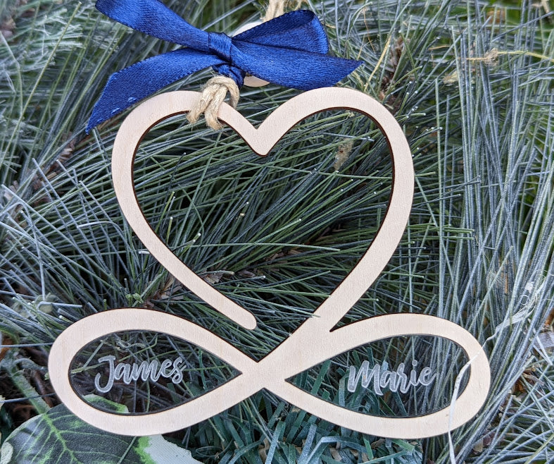 Couples svg - Personalized ornament digital file - Infinity sign - Heart Wood Acrylic laser cut file - Digital Download Designed for Glowforge