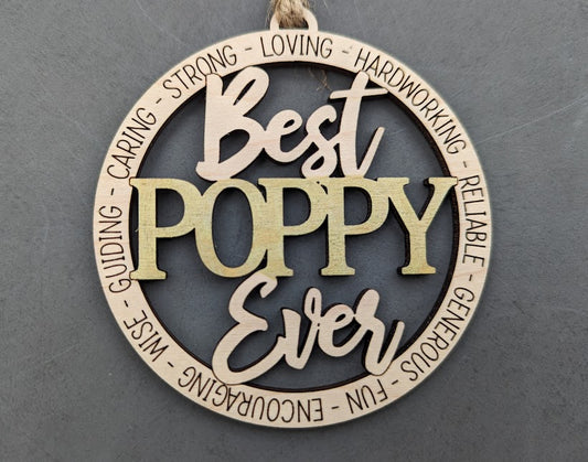Best Poppy Ever svg - Ornament or car charm digital file