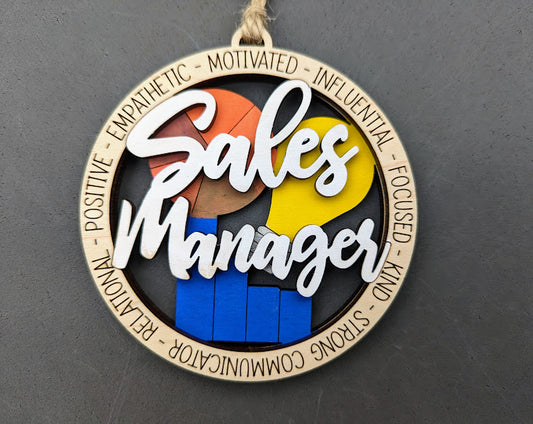 Sales manager ornament or car charm SVG laser cut file