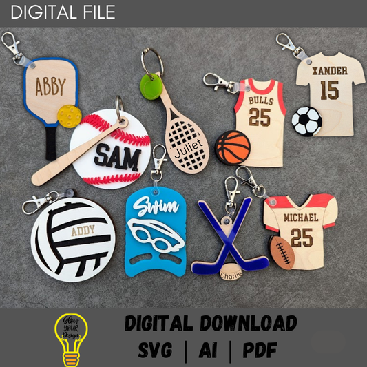 Sports Bundle - 9 sports Duffel Bag Tag SVG bundle