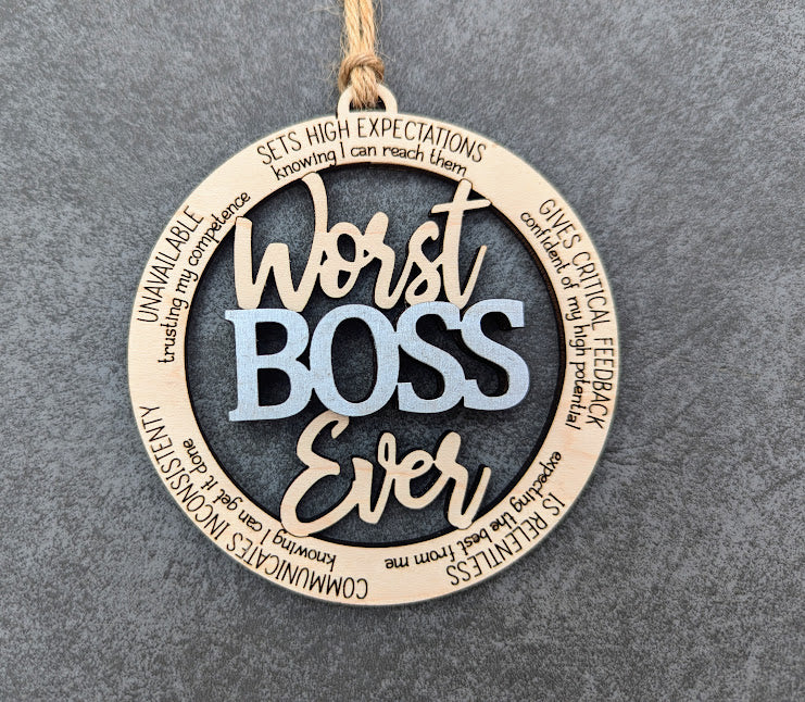 Worst Ever Ornament Bundle 2 - Worst Mom, Dad, Boss- Snarky Funny Gift