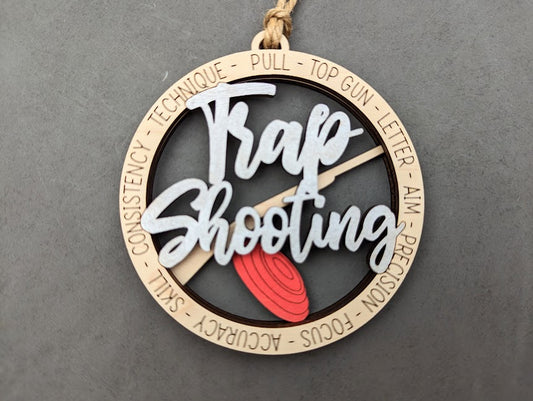 Trap shooting ornament or car charm SVG