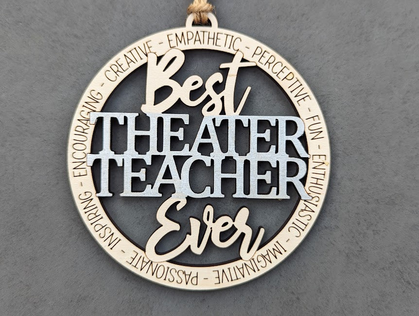 Theater teacher ornament or car charm SVG