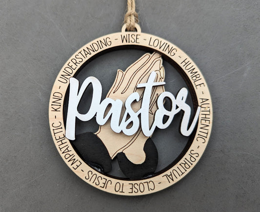 Pastor svg - Ornament or car charm digital file - gift for pastor, preacher, bishop, religious leaders