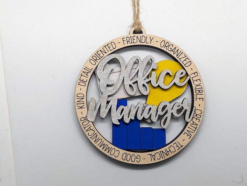Office Manager ornament or car charm SVG laser cut file