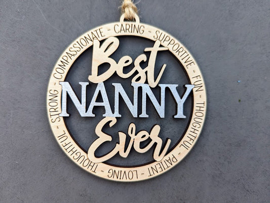 Best Nanny Ever svg - ornament laser cut file