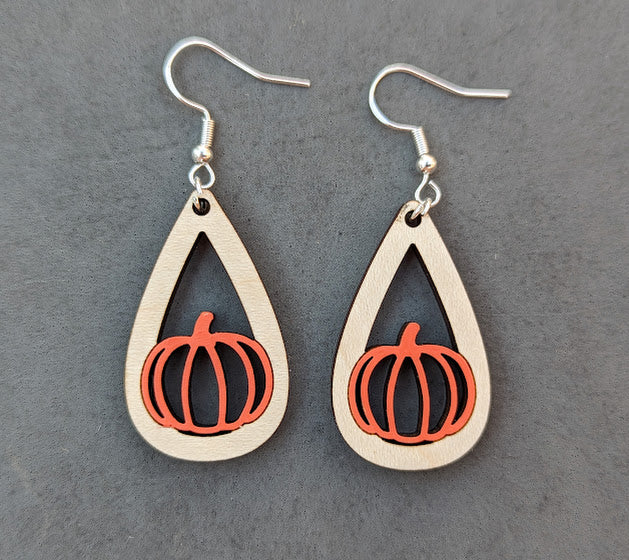 Halloween Autumn Pumpkin Earrings SVG