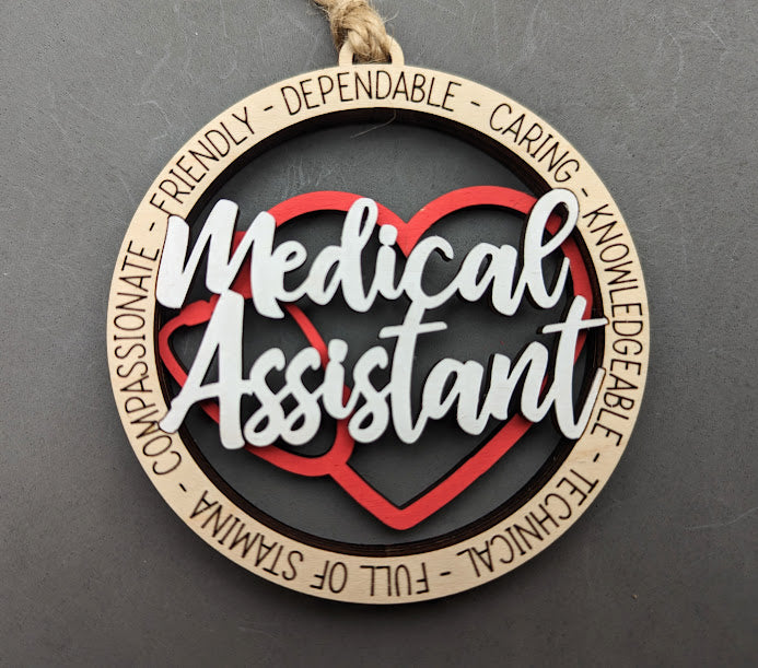 Medical Assistant SVG - Ornament car charm digital file - PT and Physical Therapy Assistant SVG - Cut & score Digital Download for Glowforge
