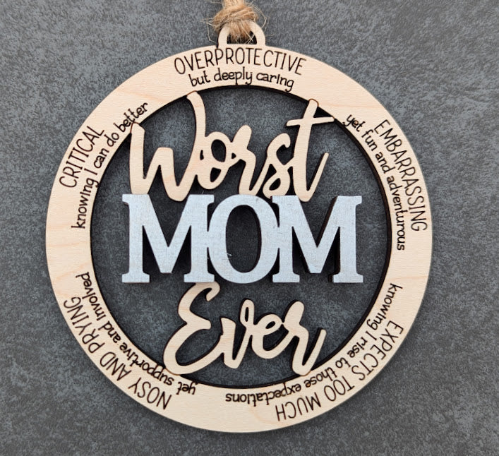 Worst Ever Ornament Bundle 2 - Worst Mom, Dad, Boss- Snarky Funny Gift