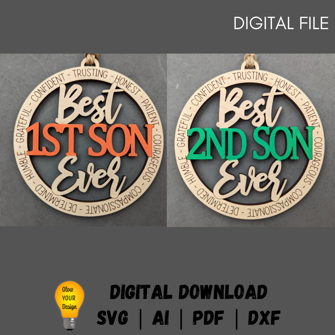 Best 1st and 2nd son ever Ornament or Car Charm SVG