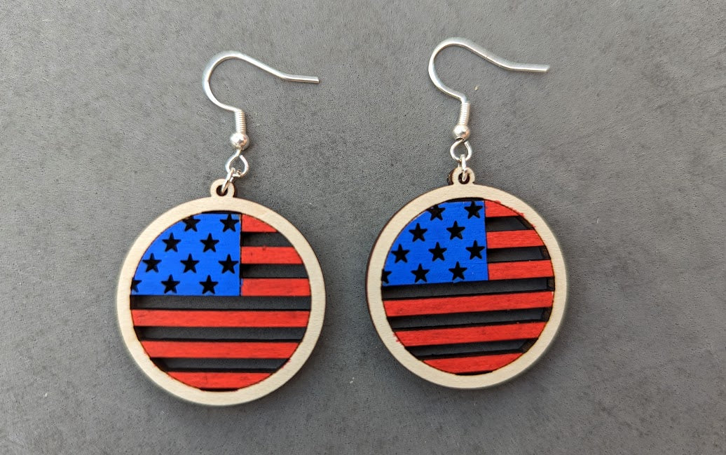 4th of July patriotic USA circle earring SVG digital file