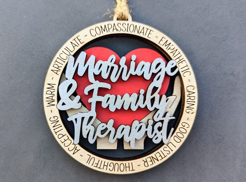 Marriage and Family Therapist SVG - Gift for MFT - Ornament or car charm digital file