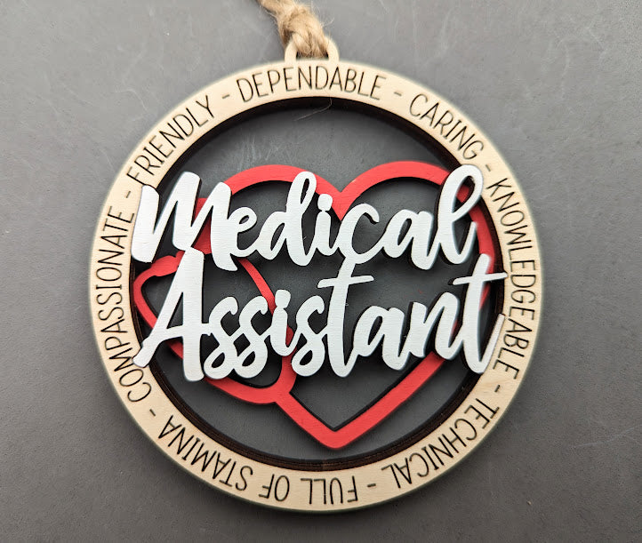 Medical Assistant SVG - Ornament car charm digital file - PT and Physical Therapy Assistant SVG - Cut & score Digital Download for Glowforge