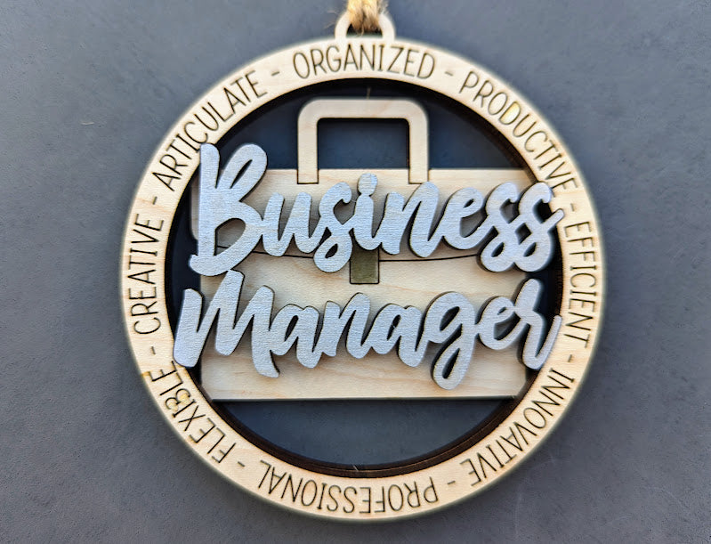 Business Manager ornament or car charm SVG laser cut file