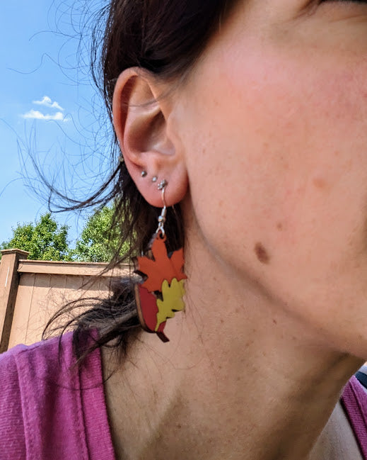 Autumn fall earrings svg laser cut file