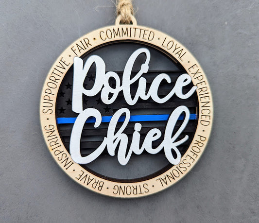 Police chief svg - ornament or car charm digital download