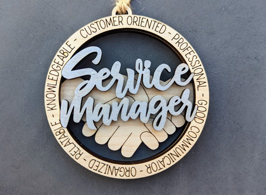 Service Manager ornament or car charm SVG laser cut file