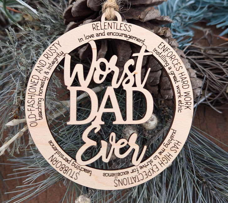 Worst Ever Ornament Bundle 2 - Worst Mom, Dad, Boss- Snarky Funny Gift