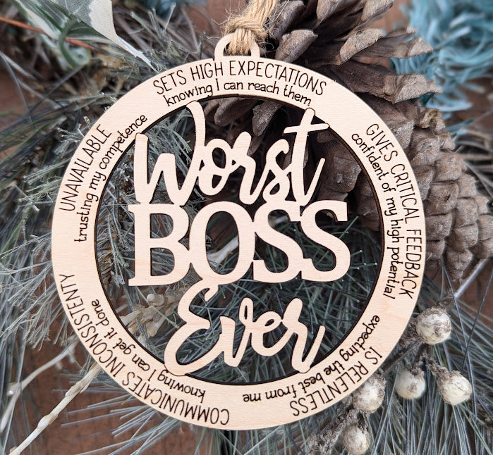 Worst Ever Ornament Bundle 2 - Worst Mom, Dad, Boss- Snarky Funny Gift