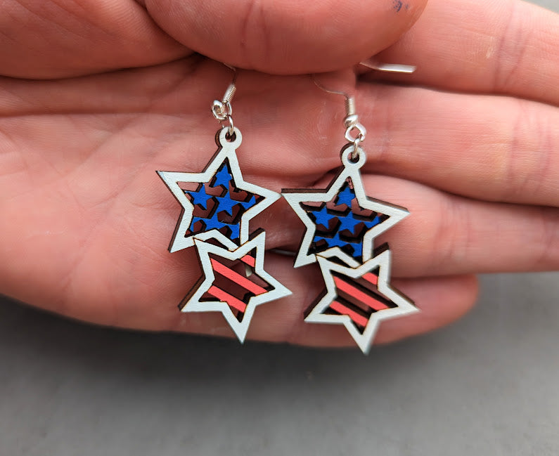 4th of July stars and stripes earrings SVG