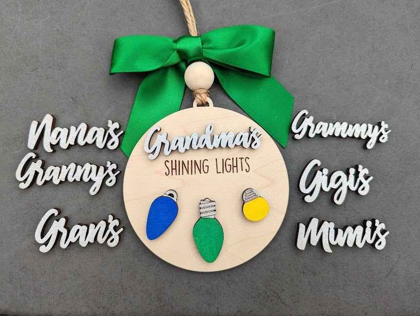 Grandma's Shining Lights with Grandkids ornament SVG