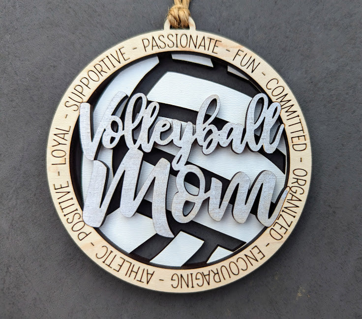 Volleyball Mom ornament or car charm SVG