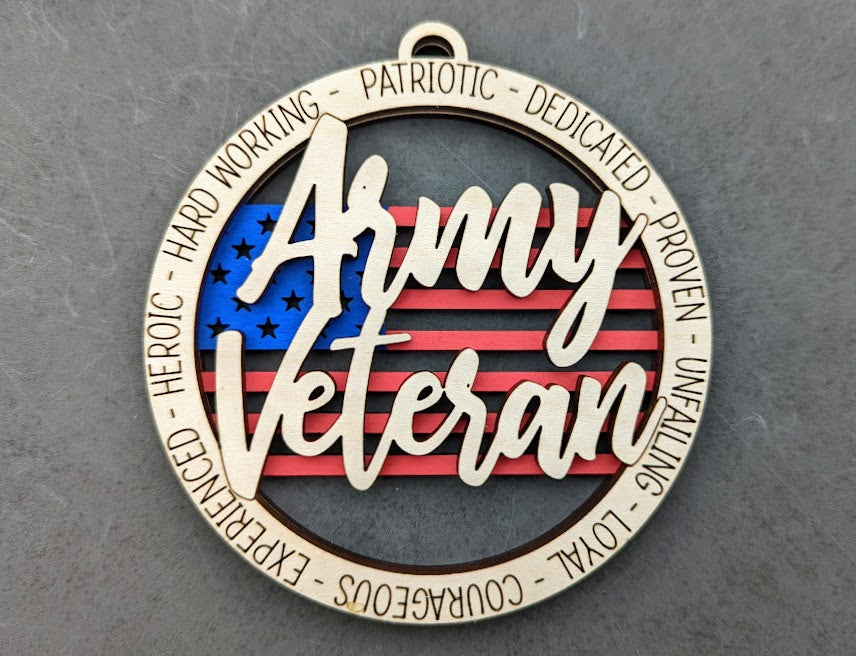 Army veteran ornament/car charm digital file