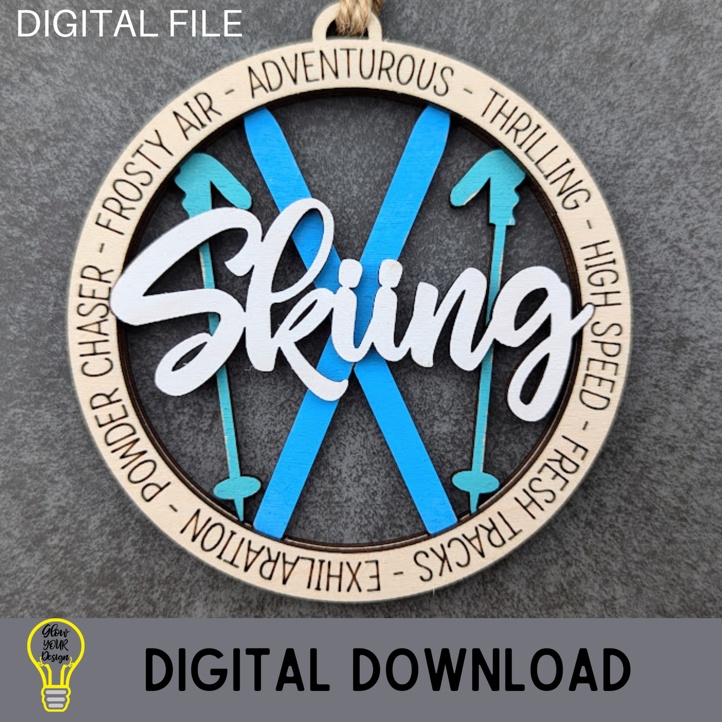 Skiing svg laser cut file