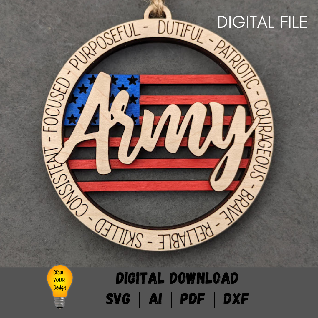 Army ornament or car charm svg
