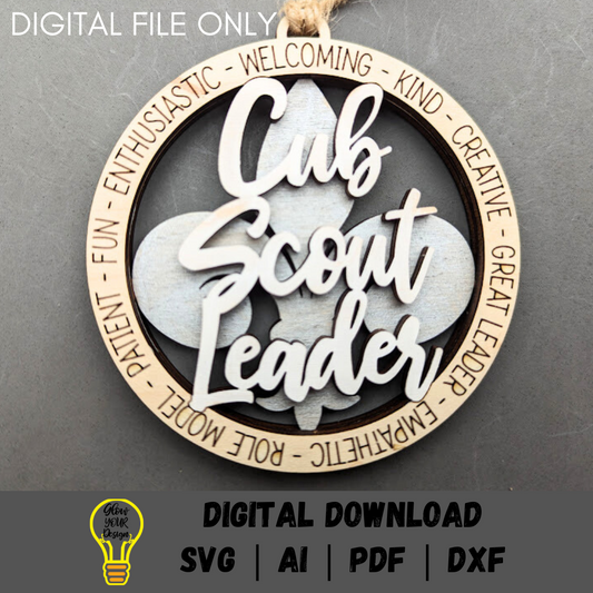 Cub scout leader svg - Ornament or car charm digital download