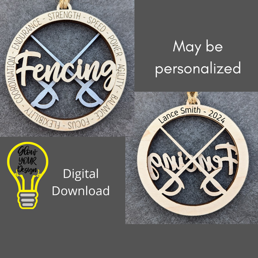 Fencing svg - Gift for fencer - laser cut file