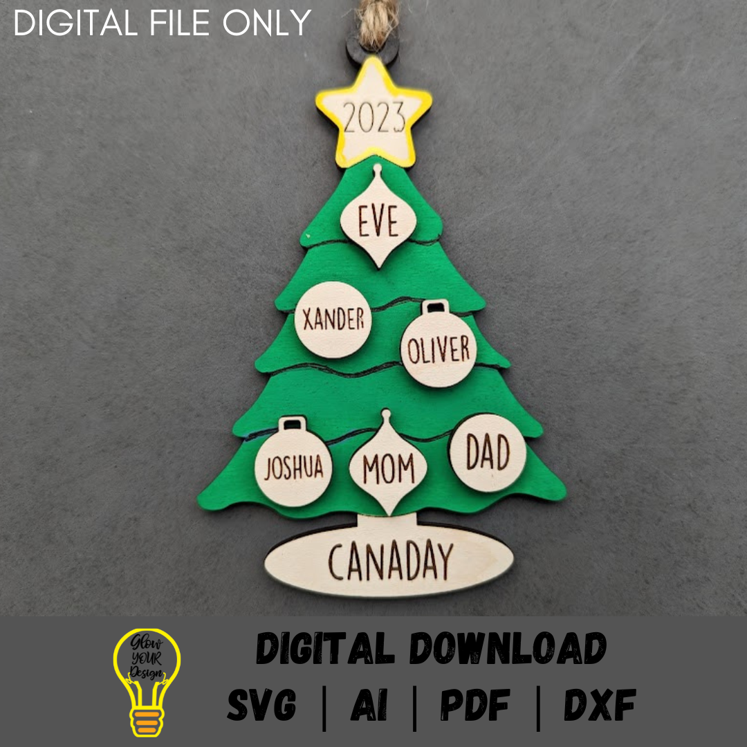 Family Christmas Tree Ornament SVG