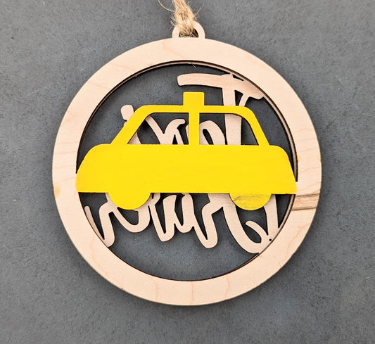 Taxi svg ornament file - Gift for Taxi or Cab Driver - Car charm ornament svg DIGITAL FILE - Score & Cut Digital Download Made for Glowforge