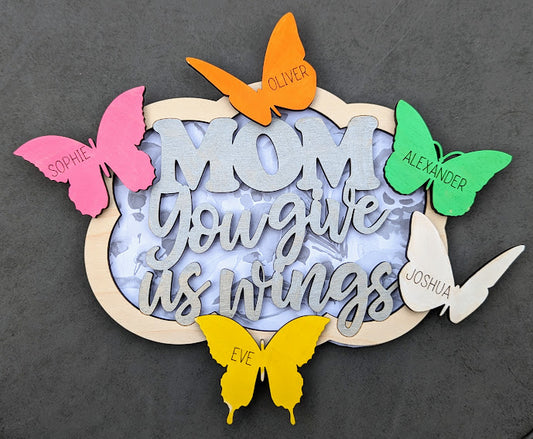 Mothers day svg, Gift for Mom, Personalized laser cut file, Butterfly svg wall hanging or magnet, Digital download designed for Glowforge