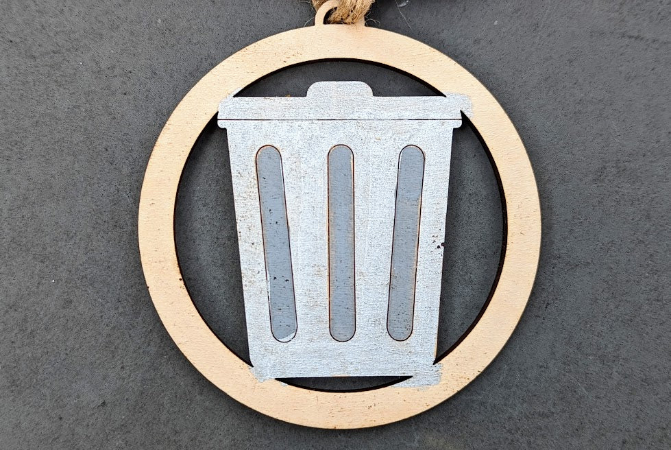Trash Collector svg, Gift for Garbage man or Waste Collector, Car charm or ornament DIGITAL FILE, Score & Cut laser file Made for Glowforge